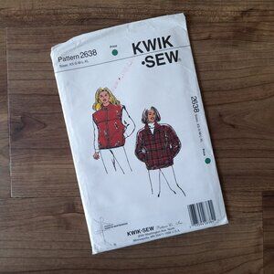 Vintage 90s Fleece Vest Jacket Sewing Pattern Size XS-XL Kwik Sew 2638 UNCUT